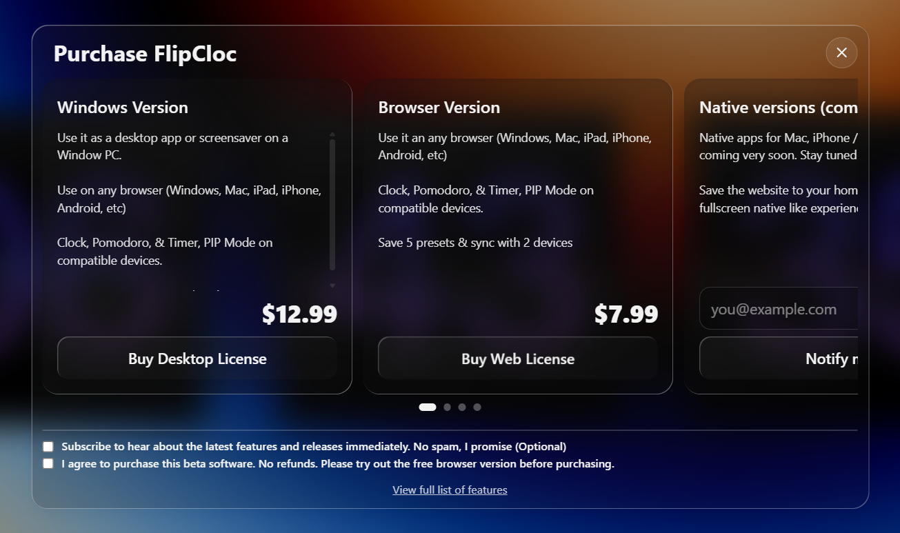 FlipCloc Purchase Licensing